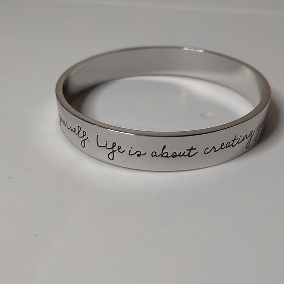 Life Isn't About Finding Yourself Life Is About Creating Yourself Metal Bangle - Picture 3 of 12